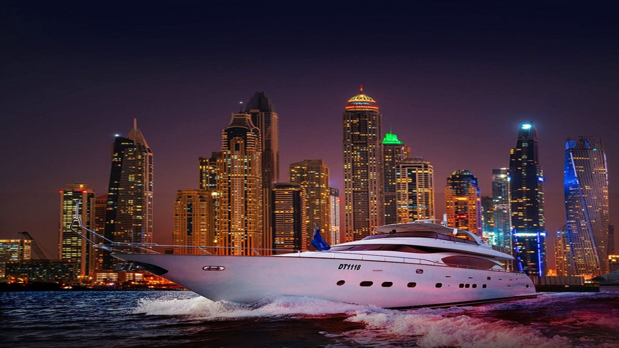 2 Hour Dubai Marina Moonlight Yacht Tour with Live BBQ
