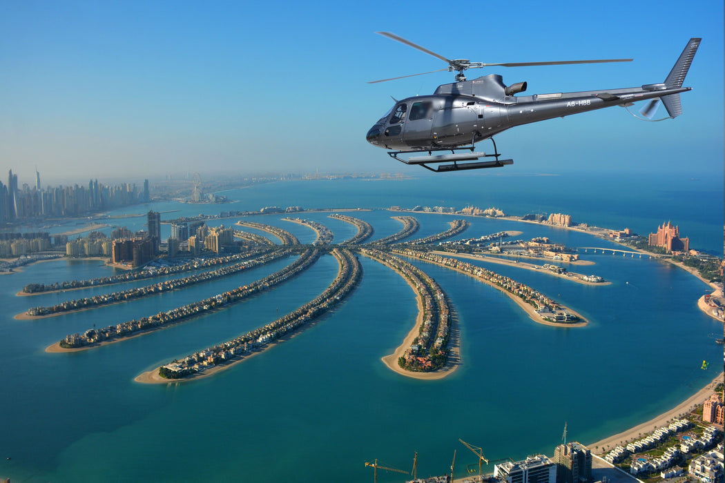Extended Helicopter Flight Over Dubai Coast and The Palm