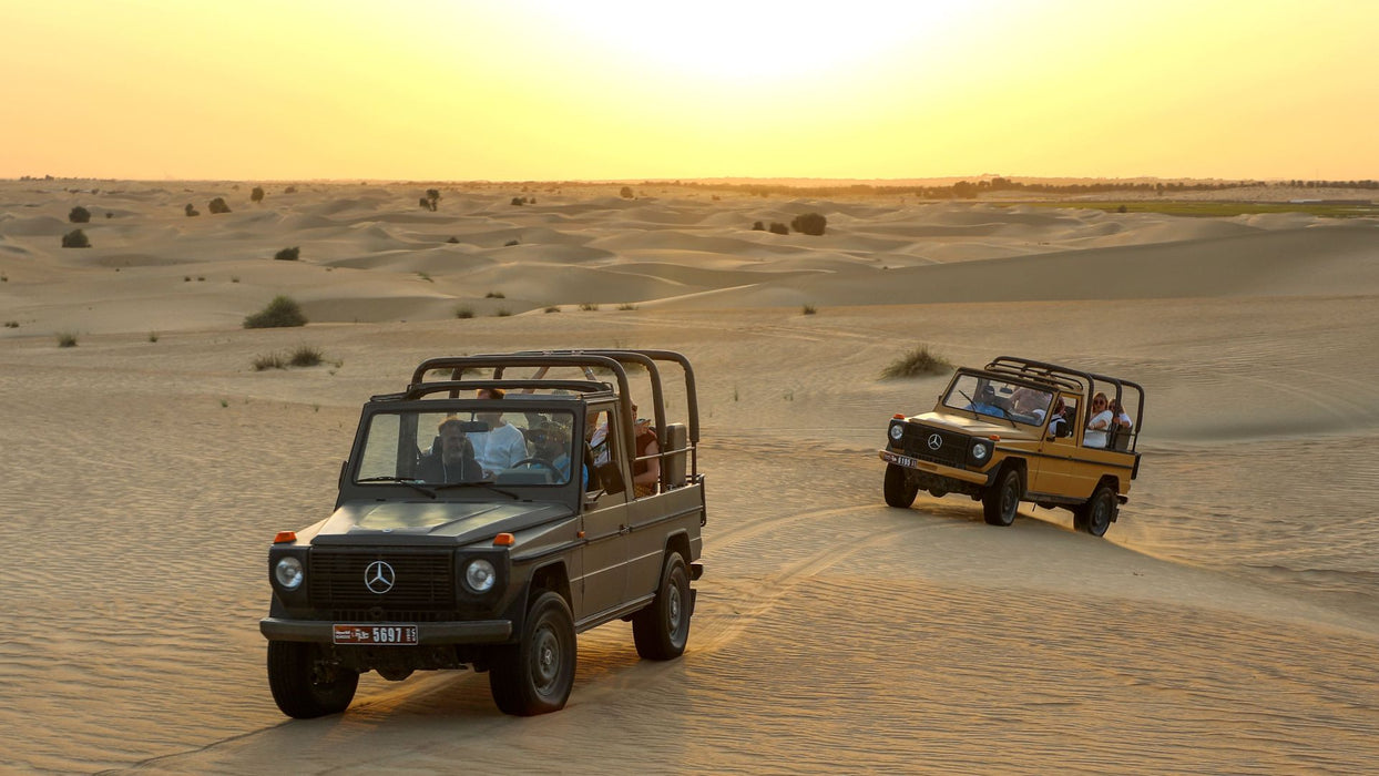 Mercedes G Class Desert Safari with Dinner Al Marmoom Oasis