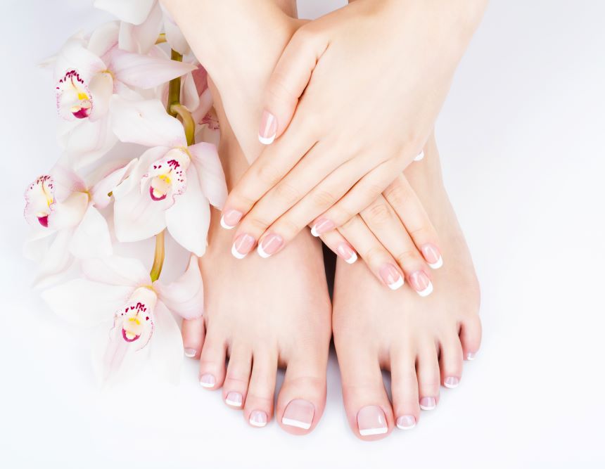 French Manicure & Pedicure at Aurora Ladies Beauty Center